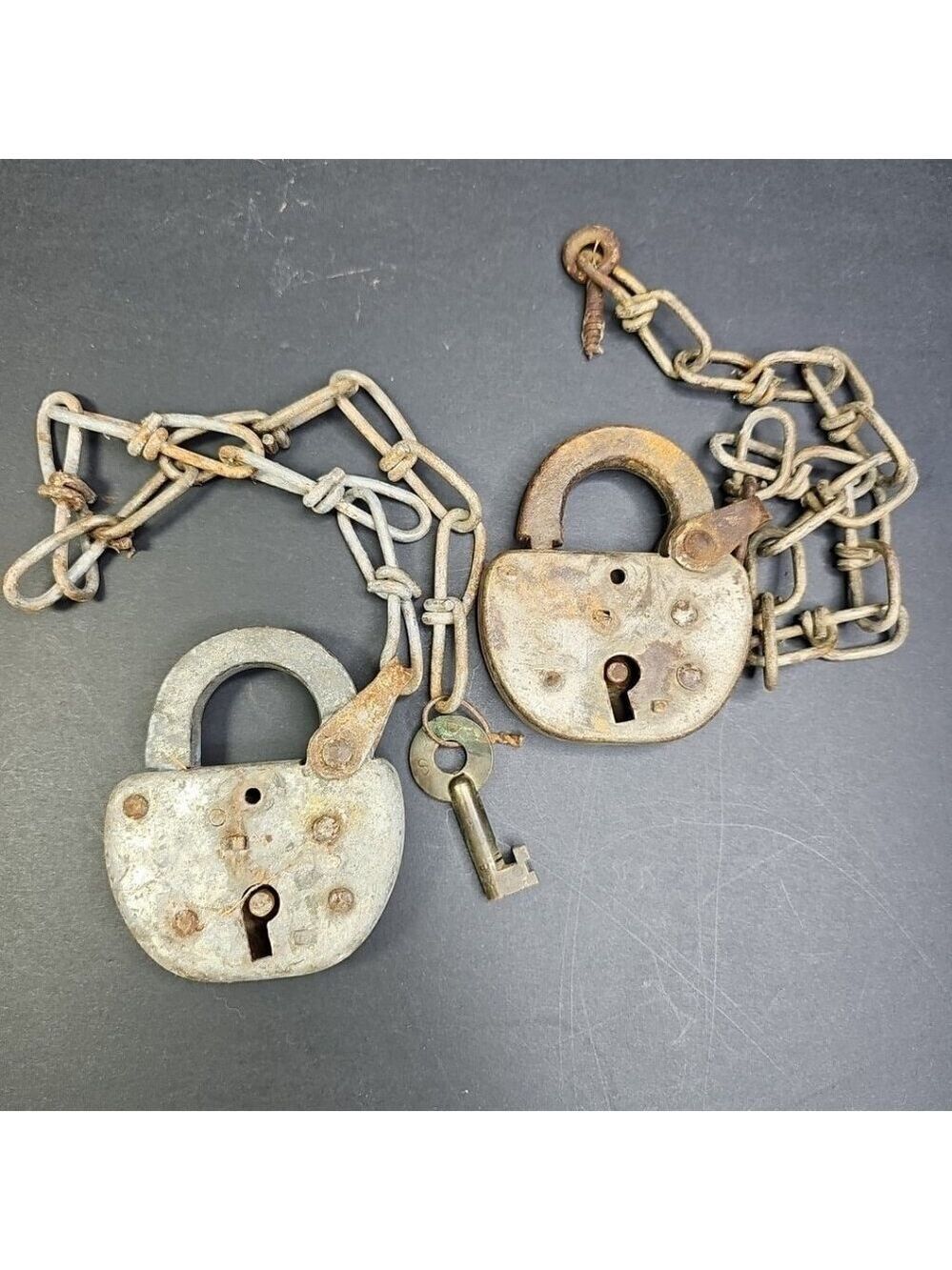 Vintage CPR Railroad Locks Made In Canada With Chains And Key READ